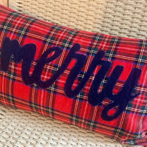 MOVING SALE | Handmade “Merry” Holiday Throw Pillowcase, Festive Christmas Decor - Picture 2 of 3